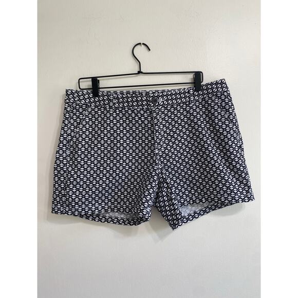 Ana Pants - Black & White Twill Shorts - Size 14, Cotton Blend